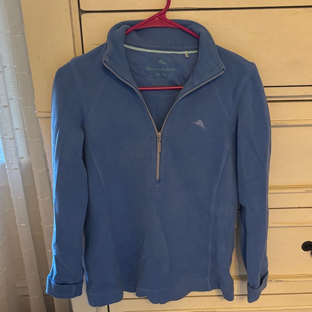 Tommy Bahama women’s quarter Zip-Up Sweater in Blue